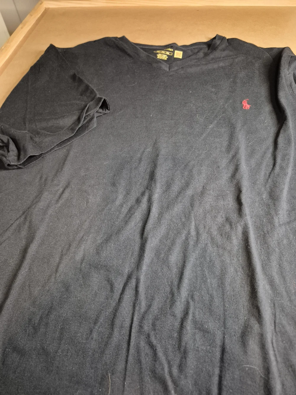 Polo by Ralph Lauren Black Short-Sleeve V-Neck Tee with Red Pony 4268/8